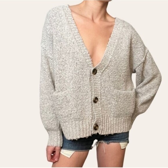 WILLIAM RAST Gray Wool Blend V-Neck Button Front Cardigan size Small - Picture 1 of 7